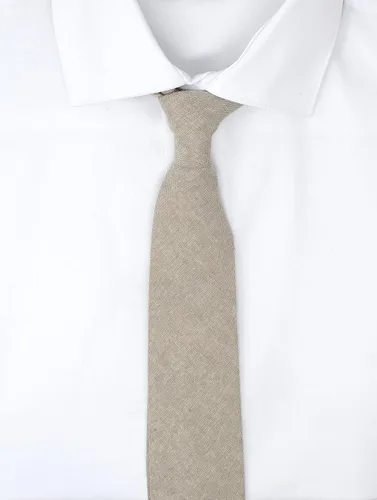 Vista 2 de Corbata delgada de algodón cambray para hombre, estilo desgastado texturizado - 2 1/2 pulgadas de ancho