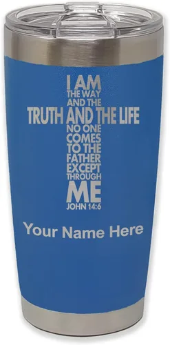 Vista 26 de LaserGram Vaso aislado al vacío de 20 onzas, versículo de la Biblia John 14-6, grabado personalizado incluido (negro) Engraved Gift for Christian