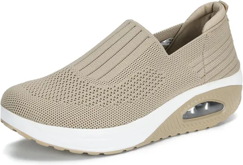 Vista 11 de Touchmosees Tenis ortopédicos de cuña para mujer con cojín de aire para diabéticos Blanco/Pu