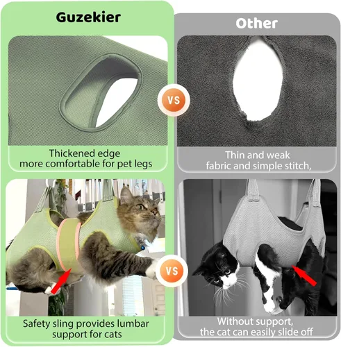 Vista 2 de Guzekier Arnés de hamaca de aseo para gatos, cortaúñas para gatos