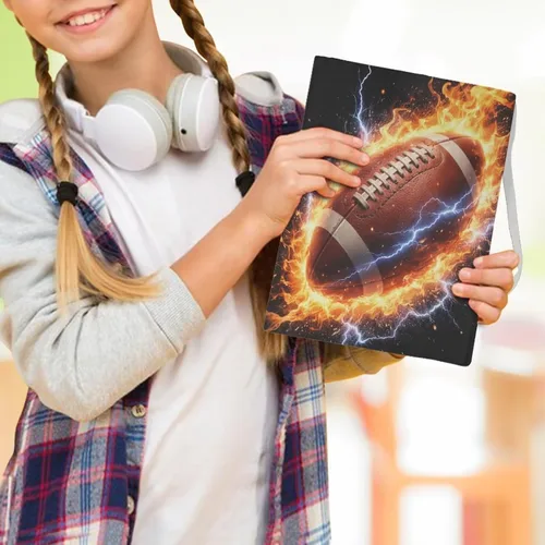 Vista 4 de Rnyleeg Fundas de libro de fútbol americano para niños escolares de 9 x 11 pulgadas, funda elástica para libro de tapa dura, funda protectora