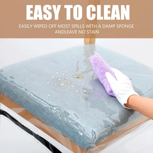 Vista 4 de Kigley 8 fundas de plástico para sillas de comedor, fundas de asiento de plástico transparente, resistentes a manchas de agua, gatitos, resistentes