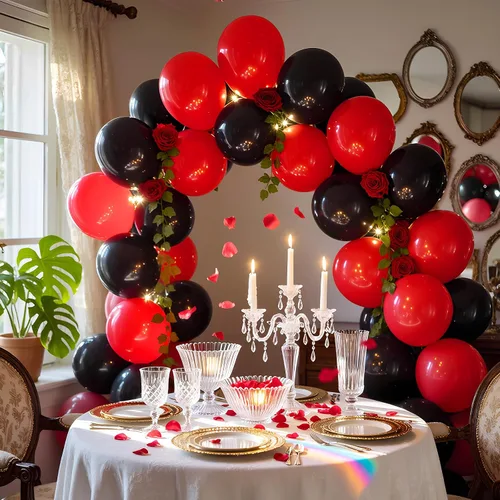 Vista 3 de Globos rojos y negros, paquete de 100 unidades, 12 pulgadas A1-rojo negro