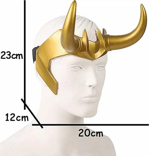Vista 4 de Casco con cuernos de Loki para cosplay, serie de televisión de Loki 2021, película Thor Ragnarok, corona de Loki, accesorios para disfraces