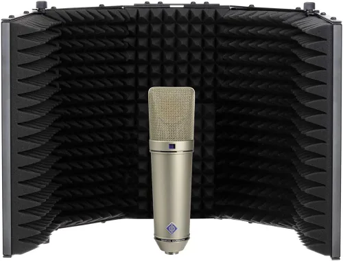 Vista 5 de Neumann Paquete de micrófono condensador U 87 Ai (níquel) con filtro de reflexión y soporte de micrófono trípode