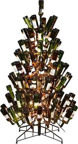 Vista 3 de Vickerman DuraLit - Botella de vino blanco artificial de 4 x 30 pulgadas, capacidad para 37 botellas, resistente, árbol de botellas, decoración