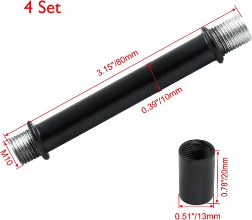 Vista 5 de BokWin Varilla de extensión de lámpara M10 con conector, varillas de extensión colgantes negras de repuesto para luces (3.15 pulgadas de longitud)