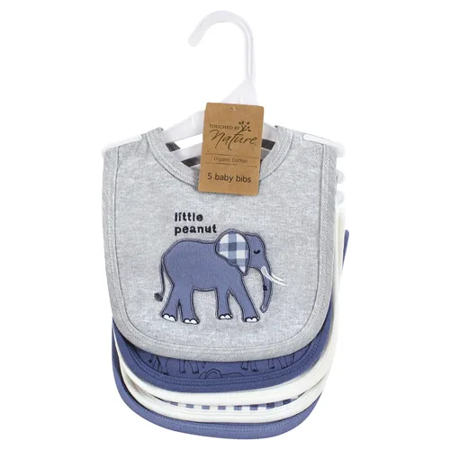 Vista 2 de Touched by Nature - Baberos unisex de algodón orgánico para bebé, cacahuete azul, talla única