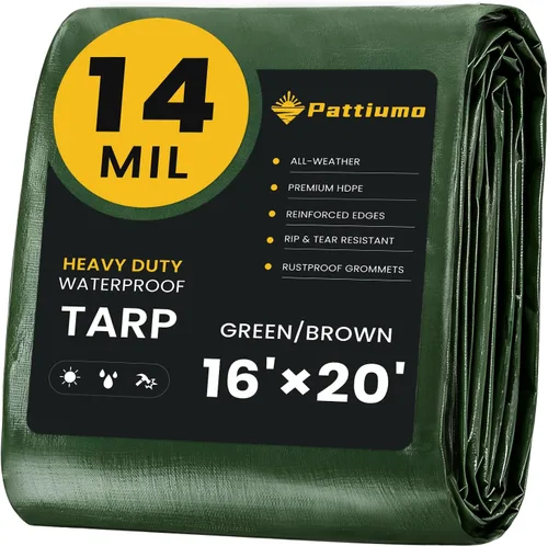 Vista 10 de Pattiumo Lona impermeable de 8 x 10 pies y 14 mil de lona resistente multiusos, cubierta protectora impermeable, resistente a los rayos UV, todo