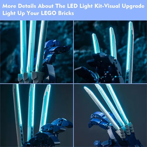 Vista 2 de LocoLee Kit de luz LED compatible con LEGO Wolverine Adamantium Claws 76250, accesorios de iluminación de bricolaje compatibles con LEGO 76250 juego
