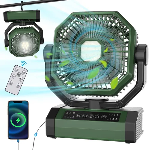 Vista 12 de Ventilador de nebulización recargable portátil con niebla de 12 onzas, pantalla de duración de la batería, control remoto, temporizador, luz, 5