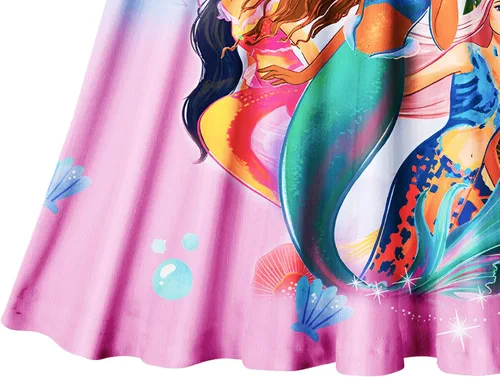 Vista 7 de QASALOP Little Girls Mermaid 2023 Costume Princess Dress up Clothes for Girls Sleeveless Summer Dresses for kids 3-8 Years
