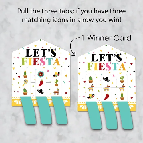 Vista 3 de Big Dot of Happiness Let's Fiesta - Juego de 12 tarjetas de pepinillo para fiesta mexicana, pestañas 3 en una fila