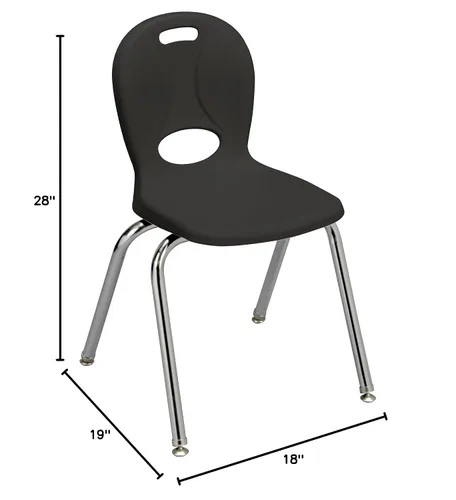 Vista 3 de Learniture LNT-116-CSW-BK Learniture Structure Series - Sillas escolares apilables para aula, altura del asiento de 16 pulgadas, color negro