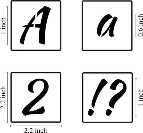 Vista 6 de Plantillas de letras del alfabeto de 1 pulgada para pintar, paquete de 70 plantillas de letras y números con letreros para pintar sobre madera
