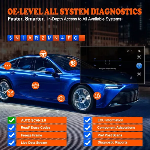 Vista 5 de Autel TS900 todo el sistema TPMS programación escáner de diagnóstico Android 11 OS, TPMS Relearn & Reset, 40+ Services, Active Test, FCA SGW, CAN