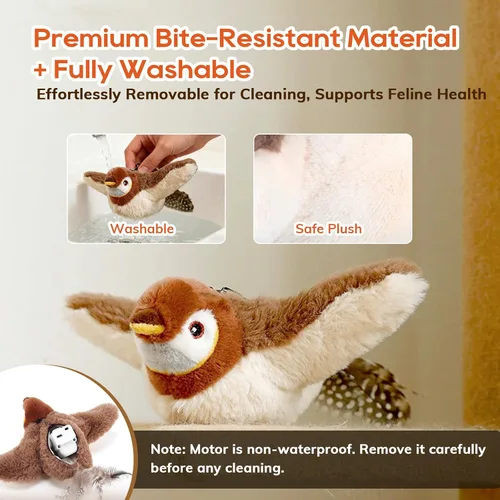 Vista 7 de Rocfish Juguetes para Gatos, Juguetes de Hierba Gatera para Gatos, Juguete de Pájaro Aletante para Gatos, Juguete de Pájaro para Gatos Interactivo