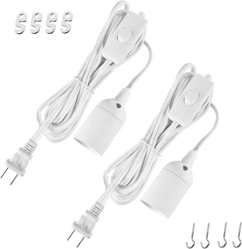 Vista 16 de Simple Deluxe - Cordón de lámpara colgante de linterna de 15 pies con enchufe E26, con interruptor de encendido/apagado (bombilla no incluida)