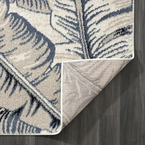 Vista 6 de Abani Tropical Design - Alfombra contemporánea con estampado de hojas azules y beige, 5 pies 3 pulgadas x 7 pies 6 pulgadas (5 x 8), no se