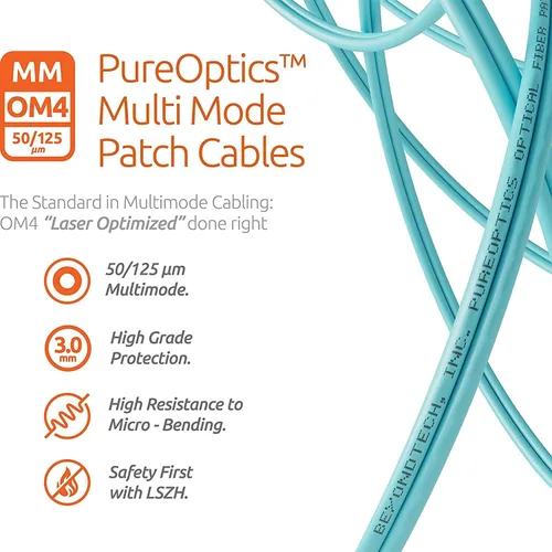 Vista 4 de Cable de conexión de fibra LC a LC de 3.3 ft (1 unidad) UPC Multimodo Dúplex Cable de fibra óptica - núcleo de 50/125µm, compatible con OM4 - Serie