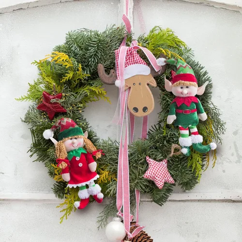 Vista 5 de Wewill adorables muñecos elfos de Navidad flexibles para decoraciones festivas en el hogar, fiestas, personajes de felpa