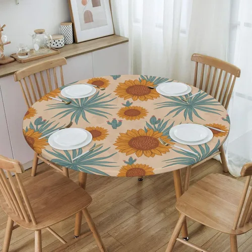 Vista 42 de Decorative Round Tablecloth Fitted Elastic 26" - 30" Butterfly Waterproof Table Cloth Cover Stretch Table Pad Cover for Parties Weddings Banquet