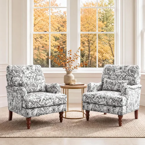 Vista 8 de Mid-Century - Silla decorativa moderna con almohada lumbar, color gris Chenille Gris Claro