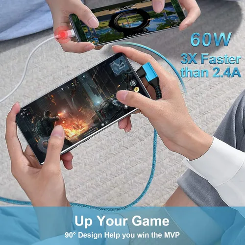 Vista 4 de Pixel 10 9 8 Pro 7a 7 Cable cargador Android tipo C 60 W para Google Pixel 10a 10 Pro XL/Fold 9a 9 8a 6a 6, Samsung Galaxy S26 Ultra S26+ S26 A17