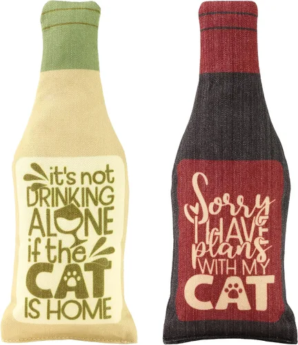 Vista 4 de Botella de vino de hierba gatera juguetes para gatos y gatitos Botella de vino de felpa – Divertido juguete para gatos Moscato y CATbernet – Juguete