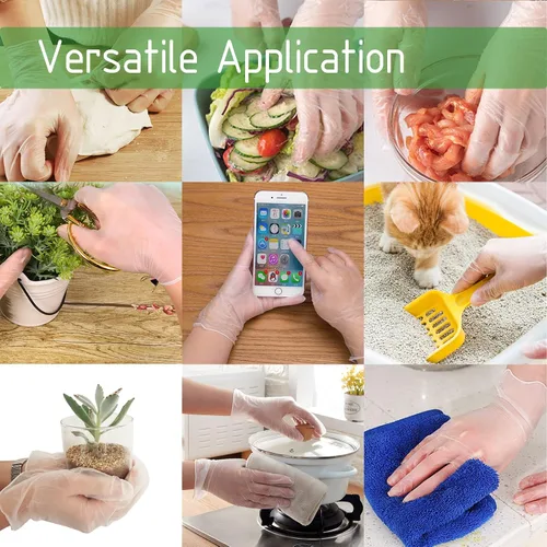 Vista 6 de Dr.GreenPanda Clear Vinyl Disposable Gloves Food Safe Latex Free Powder Free for Cooking Cleaning Food Service GPVF or MPVF
