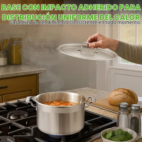 Vista 6 de NutriChef - Olla grande de acero inoxidable de 5 cuartos con tapa - 18/8 Grado alimenticio resistente, olla grande de acero inoxidable