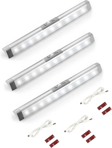 Vista 9 de Joyzy Luces de armario automáticas con sensor de movimiento y diseño de protección ocular, iluminación de armario LED recargable con batería, luz