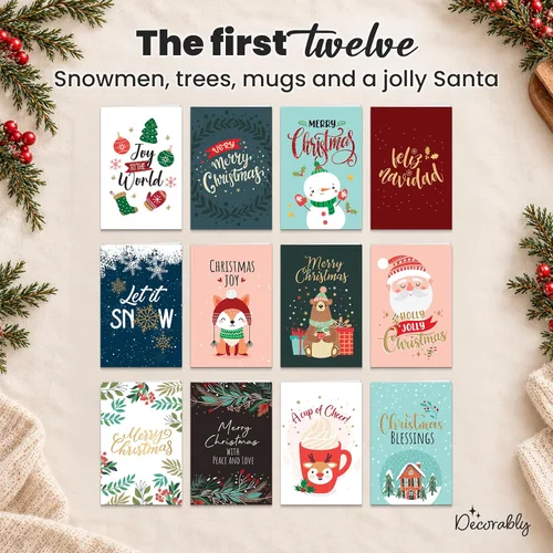 Vista 5 de Decorably - Paquete de 24 tarjetas de Navidad de 4 x 6 pulgadas con sobres