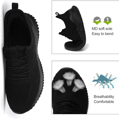 Vista 4 de Zapatos deportivos para correr para hombre, zapatillas sin cordones para caminar, ligeros, transpirables, informales, con suela suave, entrenadores
