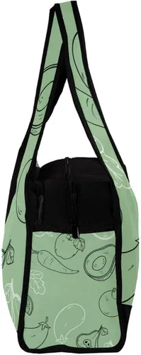 Vista 4 de Green Hand Drawn Healthy Food Pattern Travel Duffel Bag Sports Gym Bag Weekend Overnight Tote Bag for Women Men