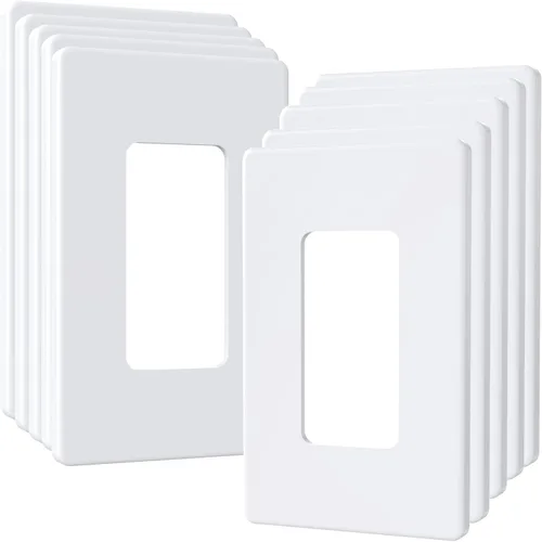 Vista 8 de Cubierta de Tomacorriente, Placa de Pared Decorativa sin Tornillos, Cubierta de Enchufe de Interruptor de Luz, Tamaño Estándar de 1-Gang, Blanco
