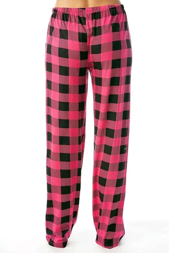 Vista 3 de Pantalones de pijama para mujer, a cuadros, lisos, suaves, cómodos, para descansar, pantalones de pierna ancha, ropa de dormir