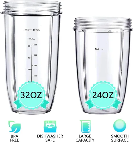 Vista 4 de Piezas de repuesto para licuadora, compatibles con NutriBullet, licuadoras de 600 W / 900 W PRO, cuchilla extractora y vasos enormes de 32 onzas, a