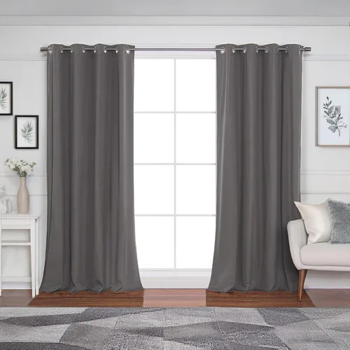 Vista 13 de Best Home Fashion ZeroLight - Cortinas opacas térmicas con ojales texturizados, 100 % de lino, color gris oscuro, 52 pulgadas de ancho x 63 pulgadas