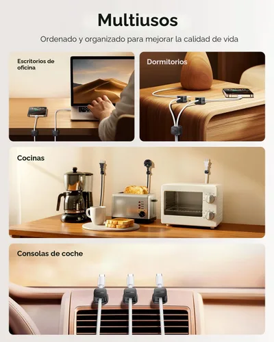 Vista 3 de Paquete de 30 clips magnéticos para cables Organizador de cables, correas para cables ajustables y suaves, accesorios de gestión de cables Rocoren