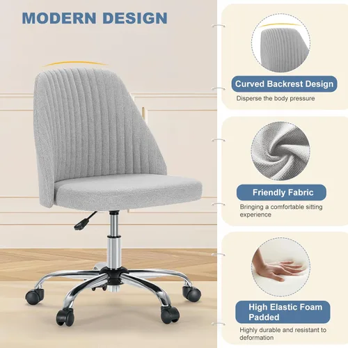 Vista 4 de DUMOS Silla de oficina en casa, cómoda silla de escritorio con ruedas Gris