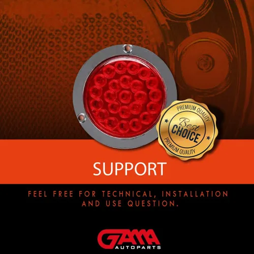 Vista 7 de Gama 2PCS 4 pulgadas redondo 24 LED luz trasera remolque/camión señal de giro trasera (rojo) (6605)