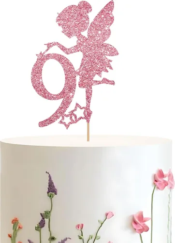Vista 10 de Decoración para pastel de primer cumpleaños de hadas de oro rosa, decoración temática de hadas de jardín para primer aniversario/fiesta