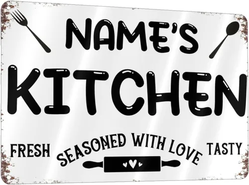 Vista 16 de Letreros de cocina personalizados con nombre personalizado, letrero de cocina condimentado con amor, letrero de cocina para decoración del hogar