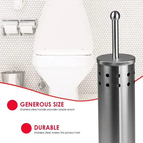 Vista 3 de Home Basics - Juego de cepillos de inodoro ventilados, cepillo y soporte de acero inoxidable para inodoro, soportes para baños Organizador