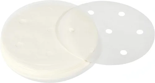 Vista 6 de uxcell 100 piezas de papel pergamino para freidora de aire, forro redondo de 6 pulgadas, papel de hornear antiadherente para freidoras de aire