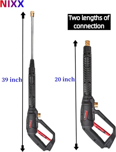 Vista 2 de NIXX Pistola de lavado a presión con varilla de extensión de lavado eléctrico 4000PSI, 5 puntas de boquilla de pulverizador, juego de adaptadores