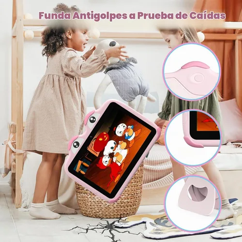 Vista 5 de YINOCHE Tableta para niños de 10 pulgadas para niños pequeños, tabletas Android de 64 GB con funda WiFi Tabletas para niños de doble cámara