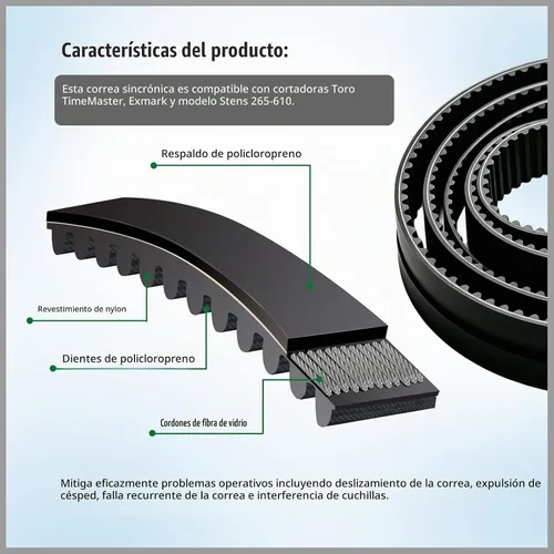 Vista 5 de 120-3335 Cinturón para cortacésped Toro Timemaster y Exmark 30