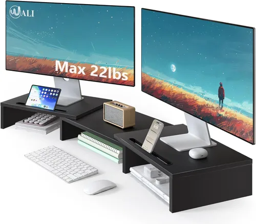 Vista 40 de WALI Soporte para monitor de computadora para escritorio, elevador Negro